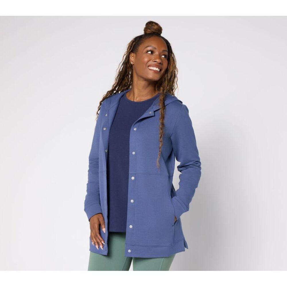 Denim & Co. Women's Petite Jacket PS Active Brushed Back French Blue